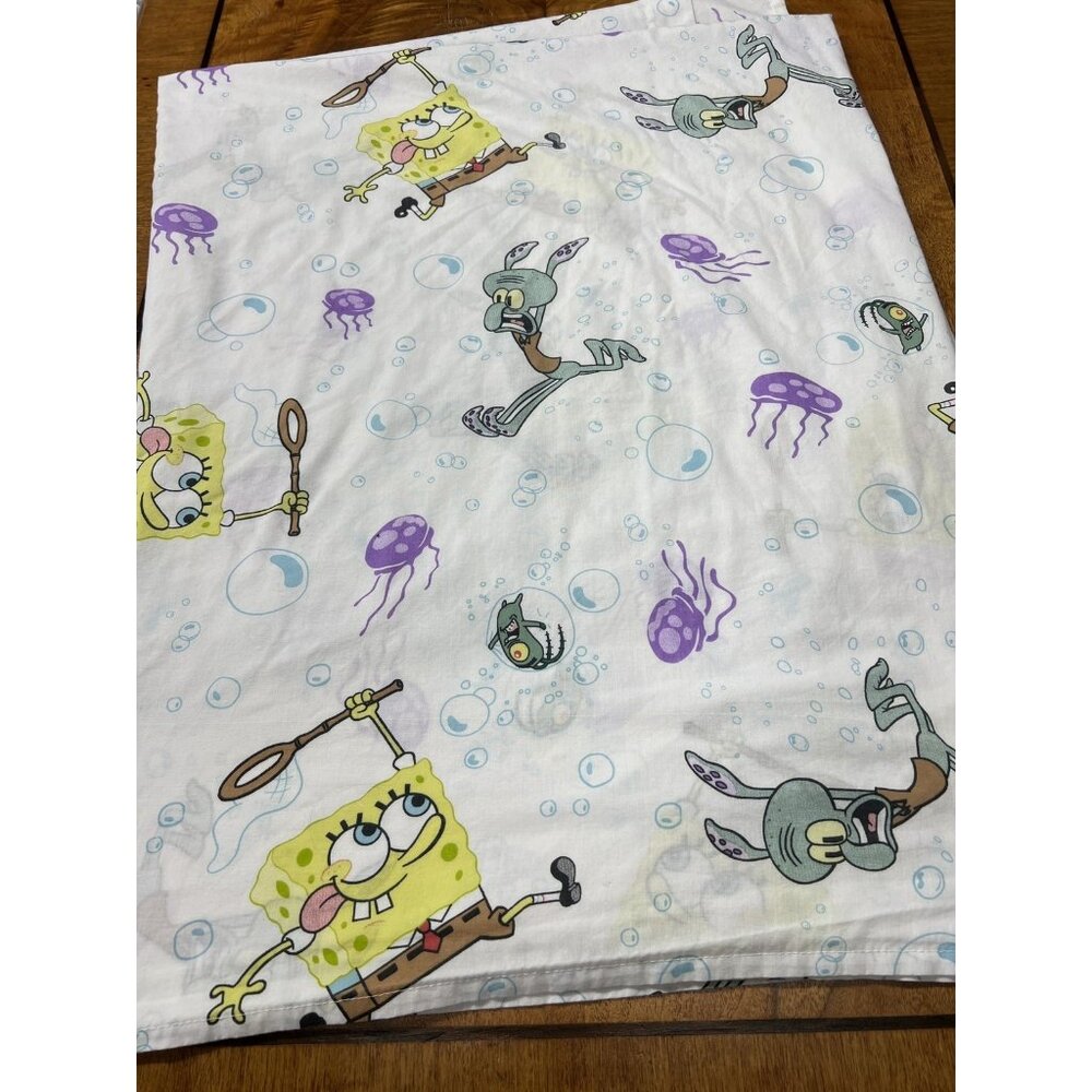 Vtg 2001 SpongeBob SquarePants Twin Top Sheet Plankton Squidward Nickelodeon